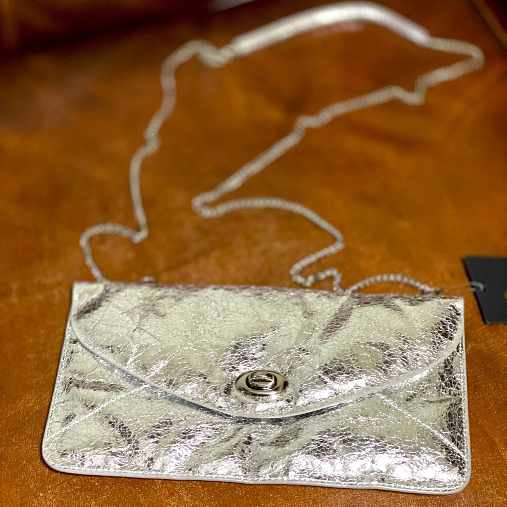 SORIAL New York Vegan Leather Silver Crossbody bag
